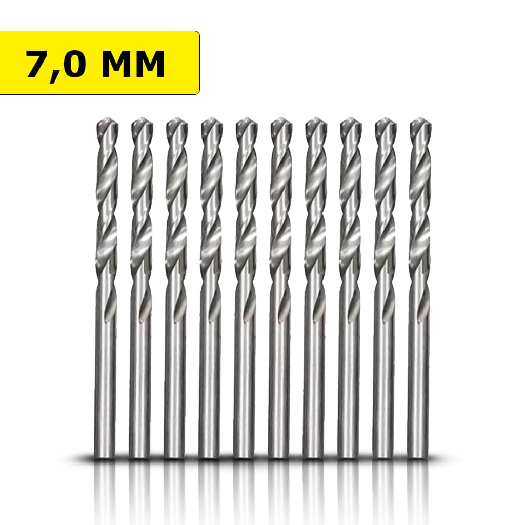 Kit Jogo Brocas Aço Rápido 10 Unidades 7,0mm MTX Para Metal Plástico E Madeira Resistente