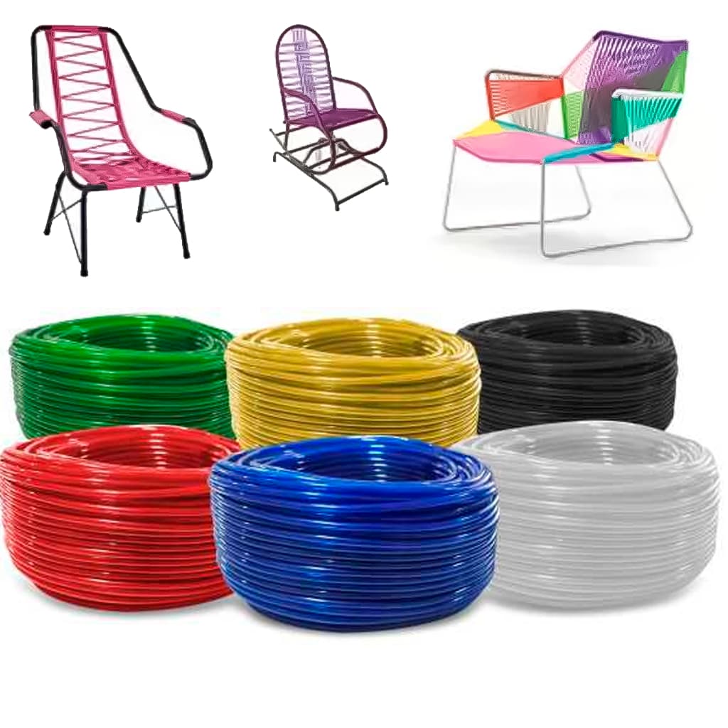 Rolo Espaguete Pvc Fio Plástico Cordão Liso Enrolar Cadeira Kit 2kg 100m Colorido