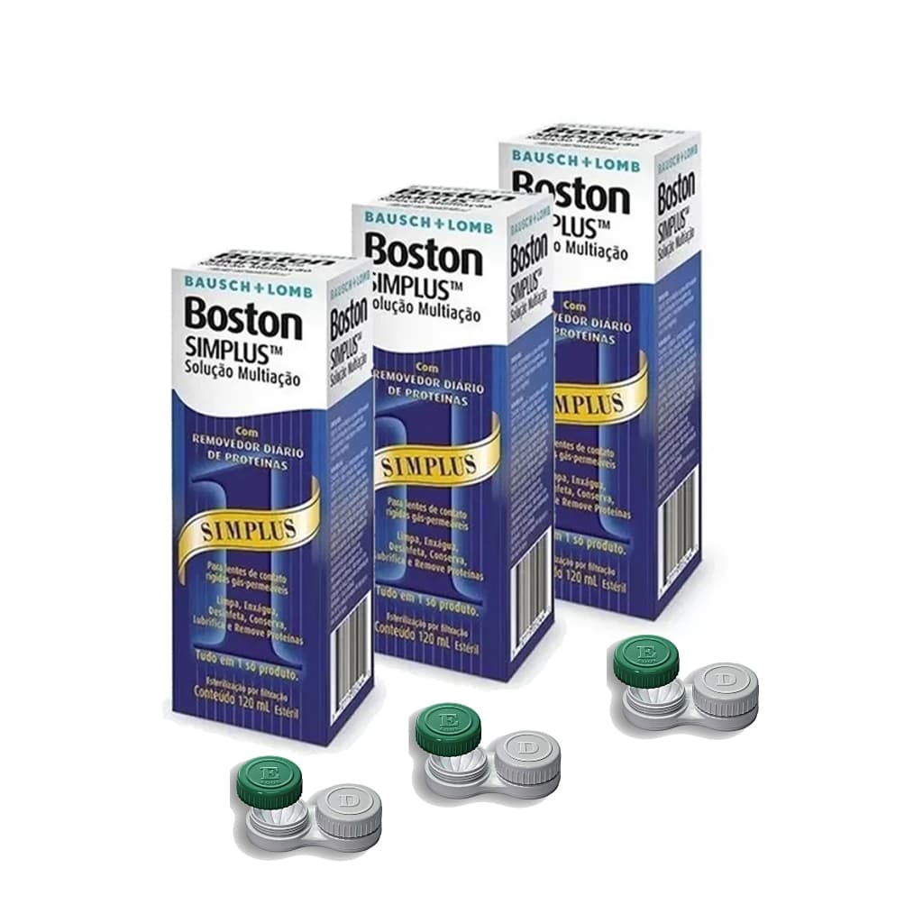 Solução Bausch + Lomb Boston Simplus 120ML -  3 Caixas + Economia