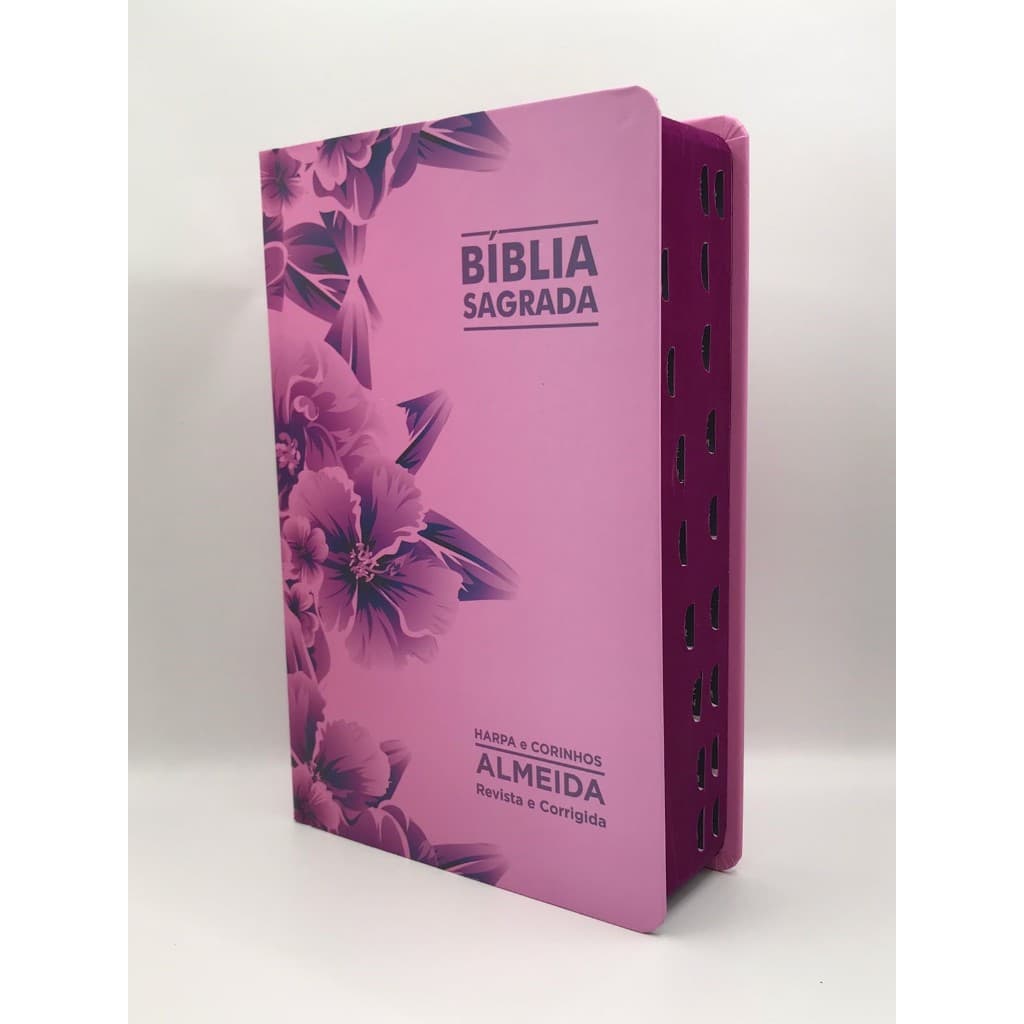 Bíblia Sagrada Tamanho Grande Com Harpa Palavras de Jesus em vermelho Floral Uva