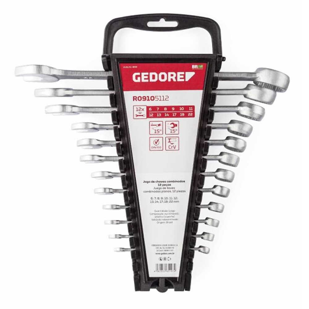 Jogo de Chaves Combinadas 6 a 22mm Gedore Red com 12 Peças R09105112