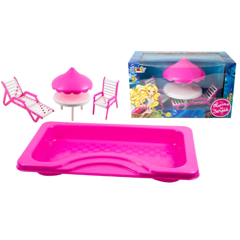 Brinquedo Menina Kit Piscina Para Bonecas Barbie Princesas - Com Caixa Para Presente