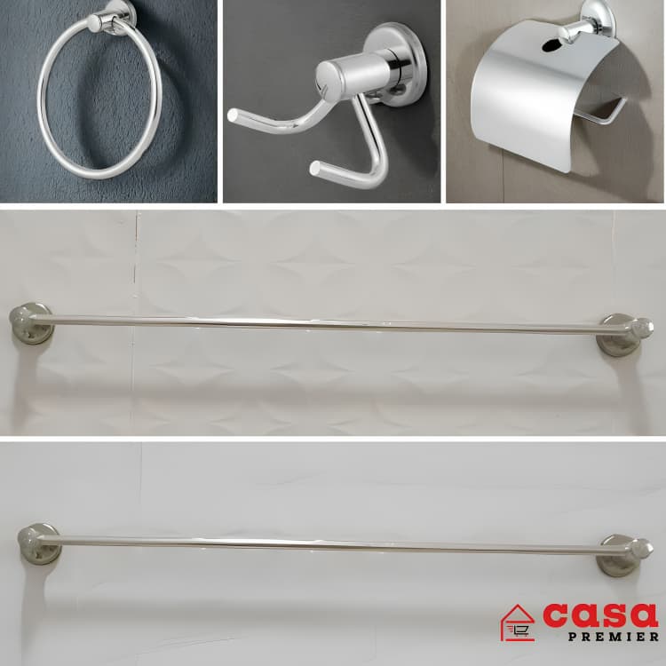 Kit Stander Para Banheiro 5 Peças Alumínio Com 2 Porta Toalha Banho Cromado