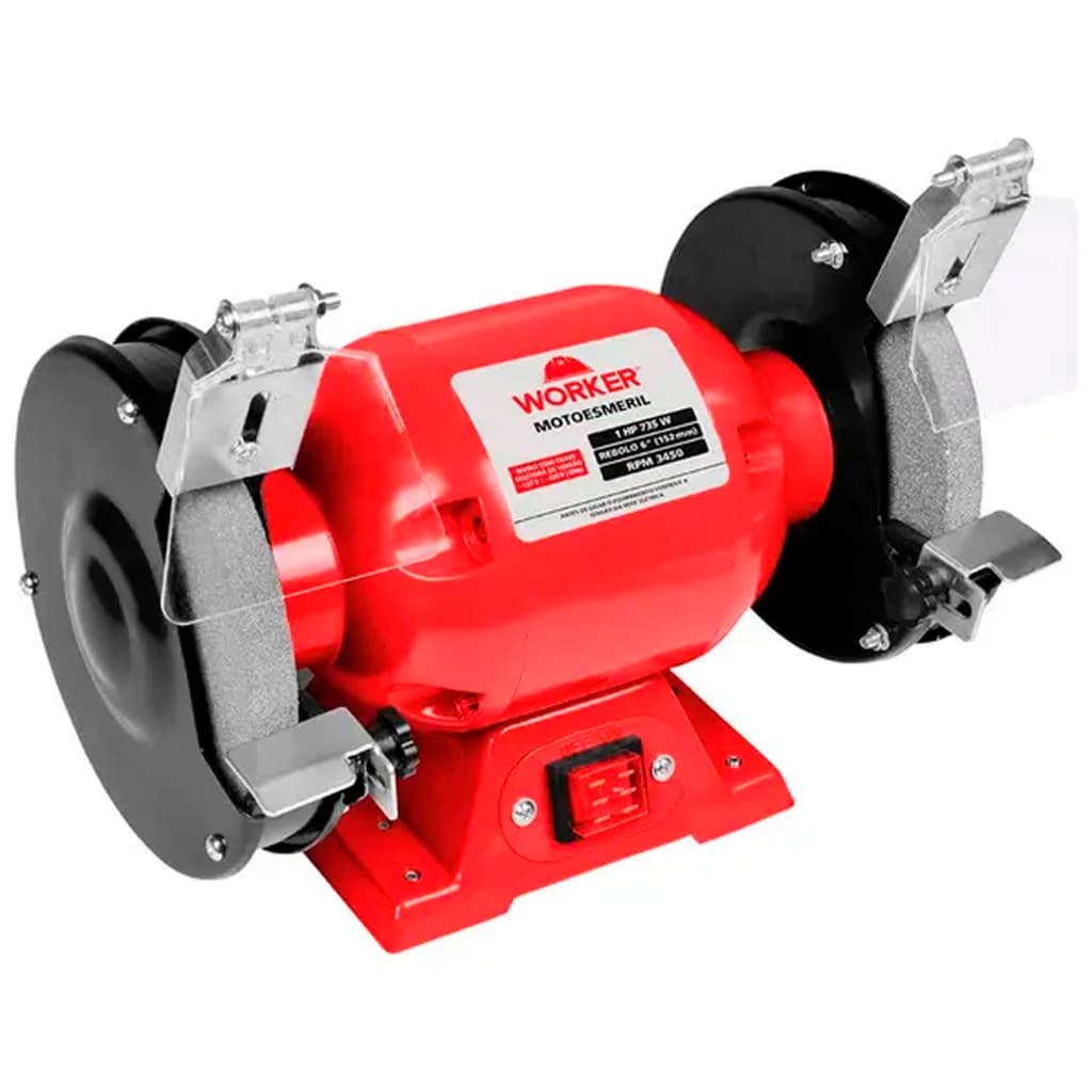 Moto Esmeril De Bancada 6Pol. 1HP 1CV Monofásico 110V 220V Bivolt 735W 3450RPM - WORKER