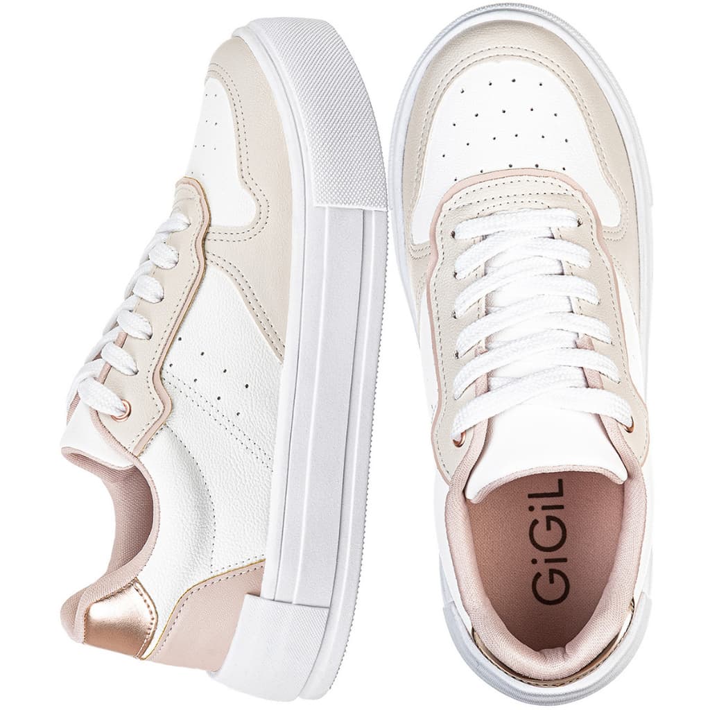Tenis Casual Branco Feminino Retrocore Com Recortes Retrô Neutro Confortável Original Moda Gigil