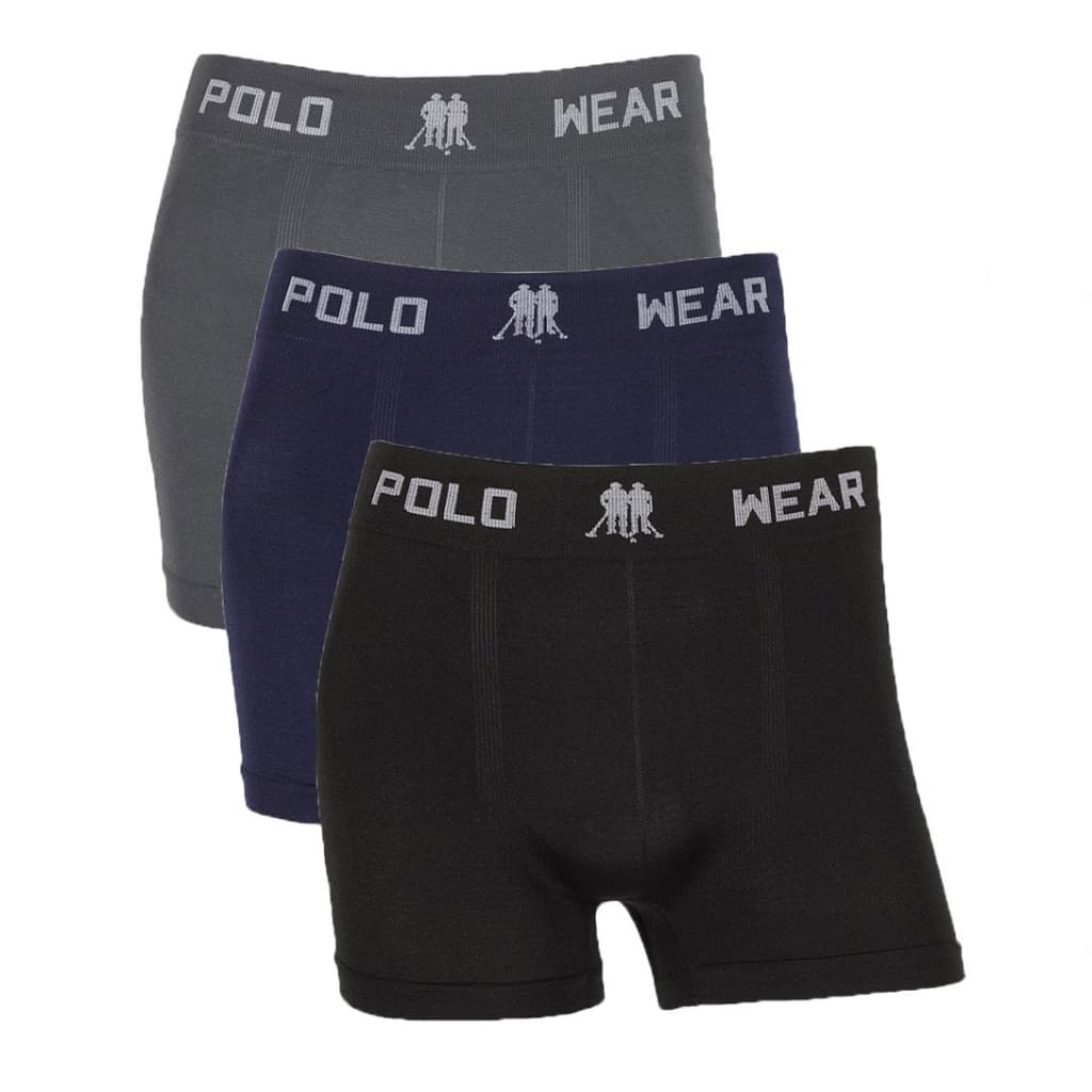 Kit 3 Cuecas Boxer Polo Wear Lisa Microfibra Sem Costura Masculina