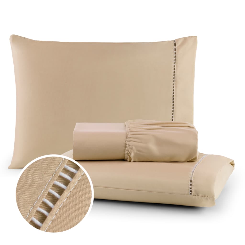 Kit Lençol Roupa de Cama Macio Com Lençol Elastico Toque Aveludado