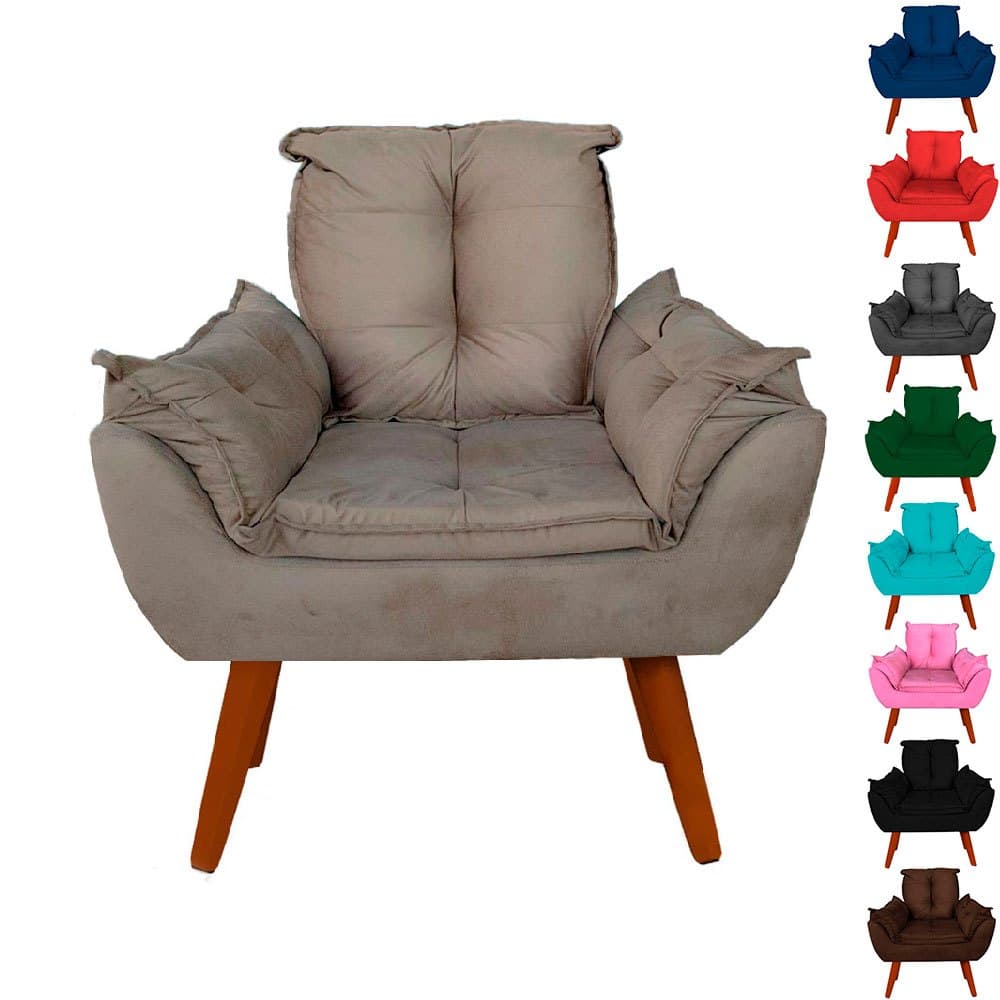 Poltrona Cadeira Suede Varias Cores Pés Palito Para Sala De Estar Recepção e Escritório