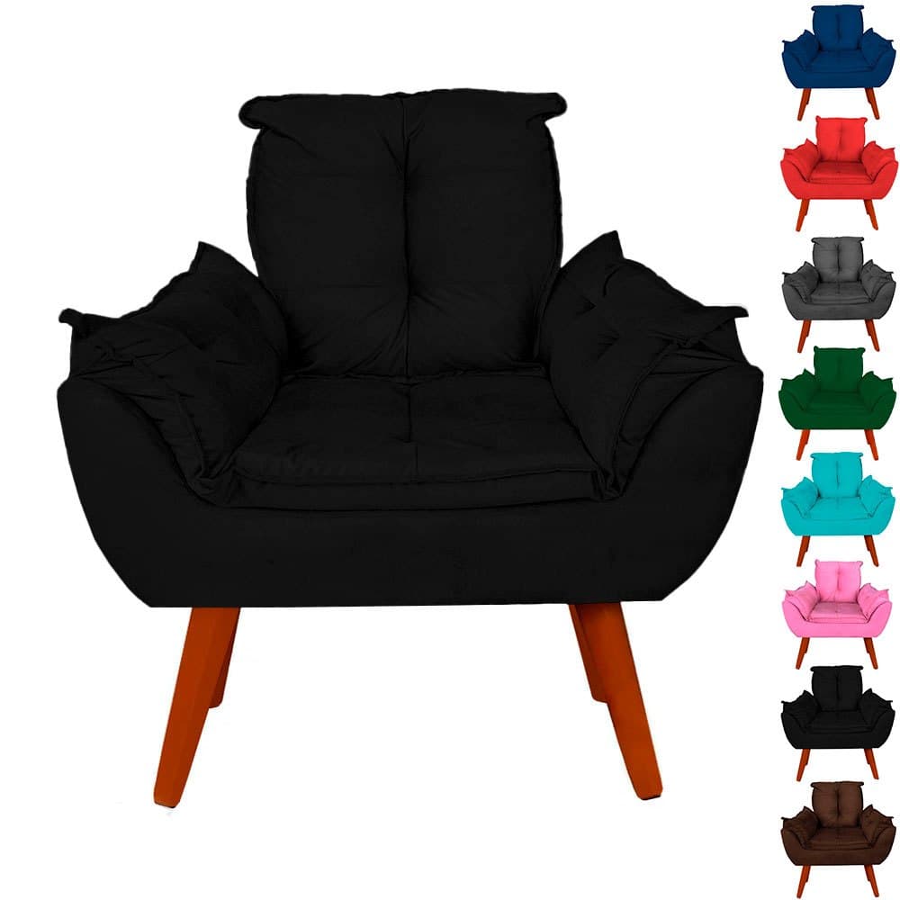 Cadeira Poltrona Opalla Decorativa Pés Palito Suede Varias Cores