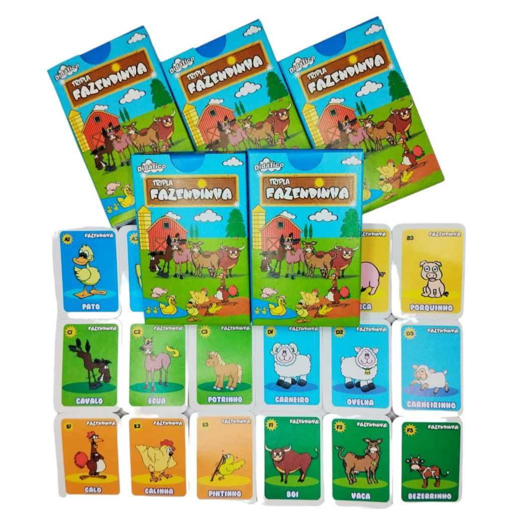 Kit 5 Jogo Da Memoria Fazendinha Infantil P/ Kit Festa