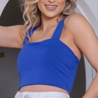 Cropped Alça Grossa Suplex Azul Royal