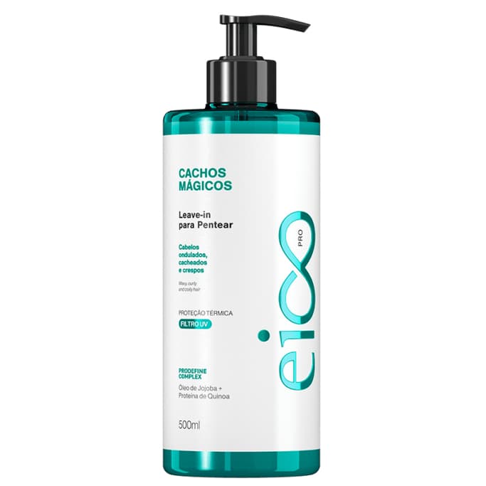 Eico Pro Cachos Mágicos Leave-in Creme de Pentear Proteção Térmica 500ml Ondulados Cacheados Crespos
