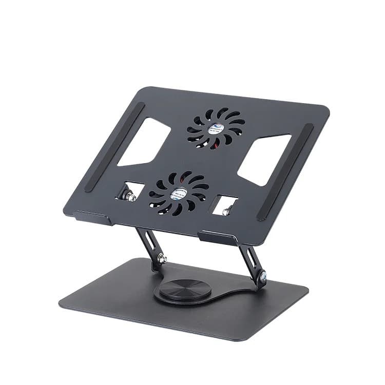Suporte Com 2 Coolers Alumínio Base 360° Macbook Notebook