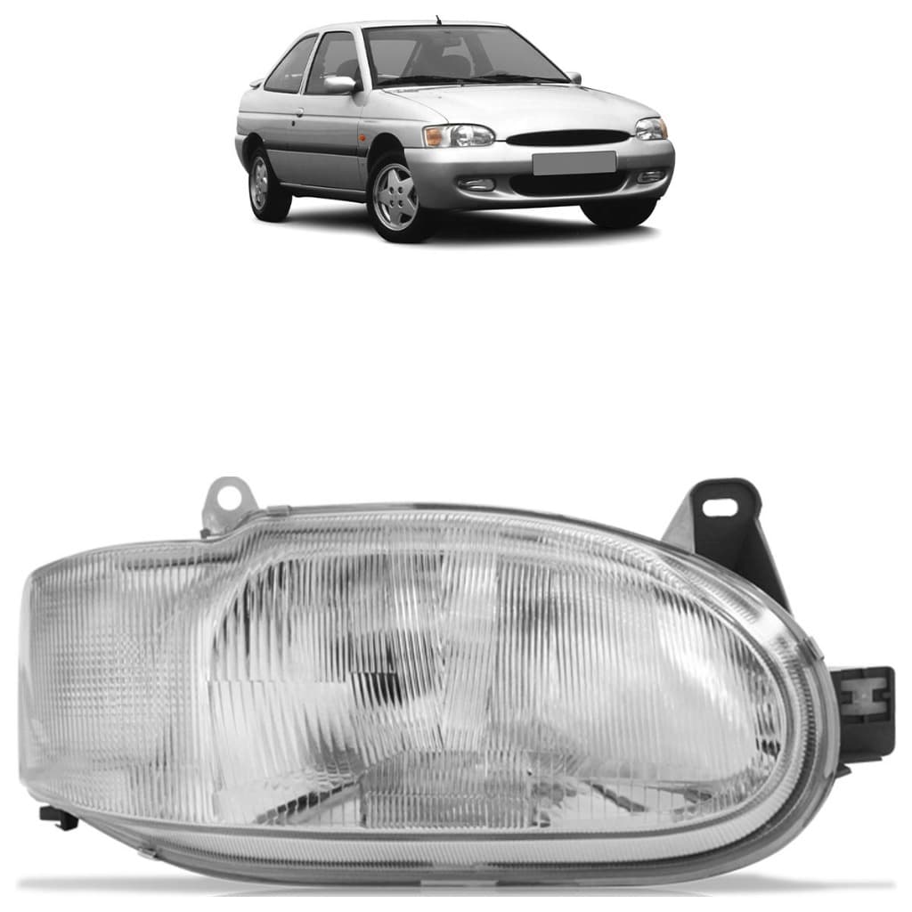 Farol Dianteiro Escort 1997 1998 1999 2000 2001 2002  Foco Simples Lente Estriada Vidro