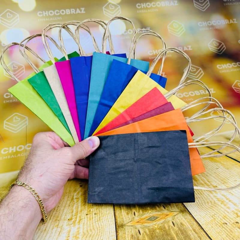 10~50 SACOLA DE PAPEL CORES PRESENTE 14,5X9,5X7,5 SACOLA PP (LC)// (CHOCO)