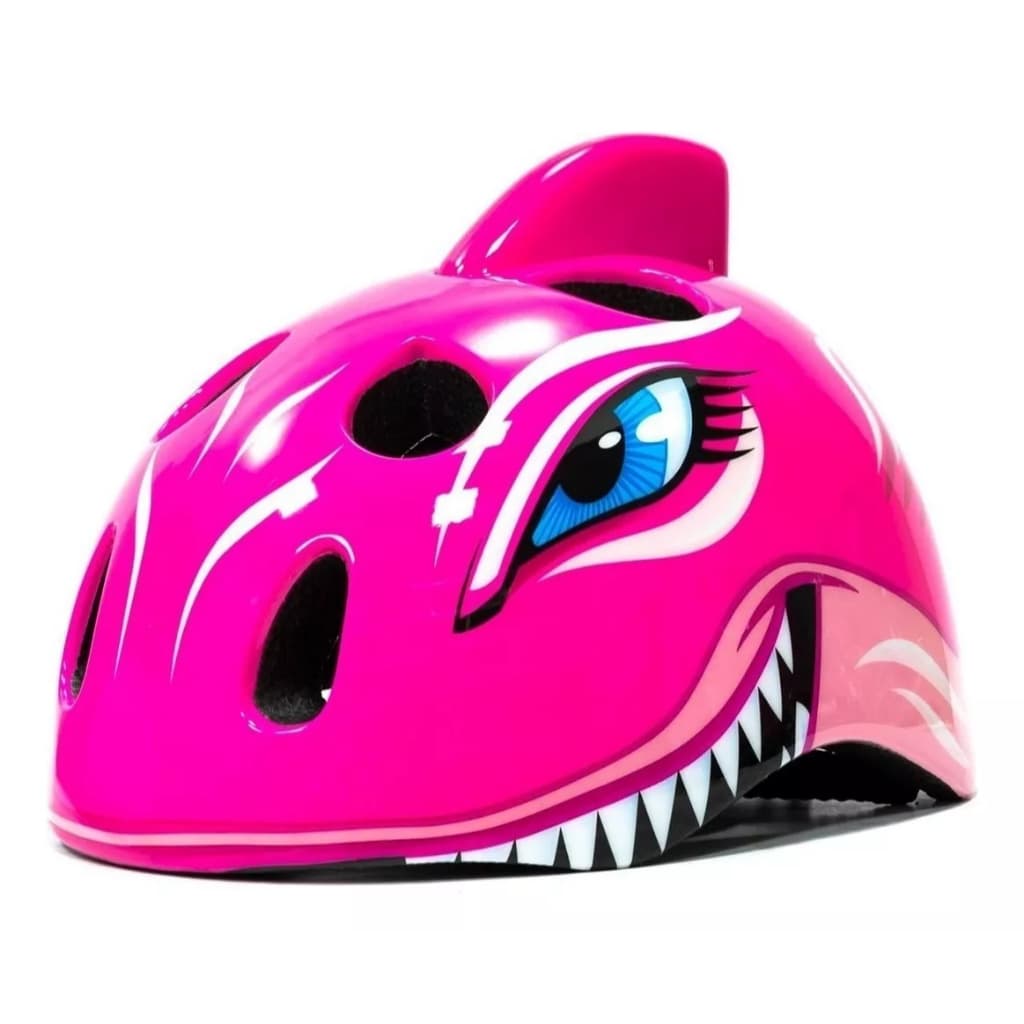 Capacete Ciclismo Infantil Absolute Tubarão Rosa Tamanho 49-55cm