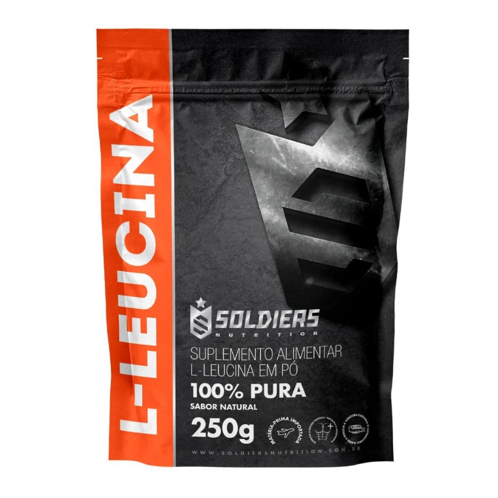 L-Leucina 100% Pura Importada Soldiers Nutrition Aminoácido Suplemento Nutricional Recuperação Muscular