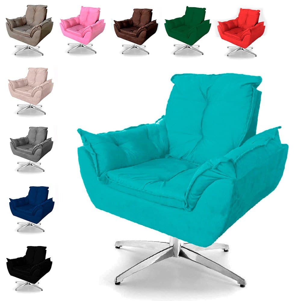Poltrona Opala Decorativo Pés Giratório, Poltrona Varias Cores
