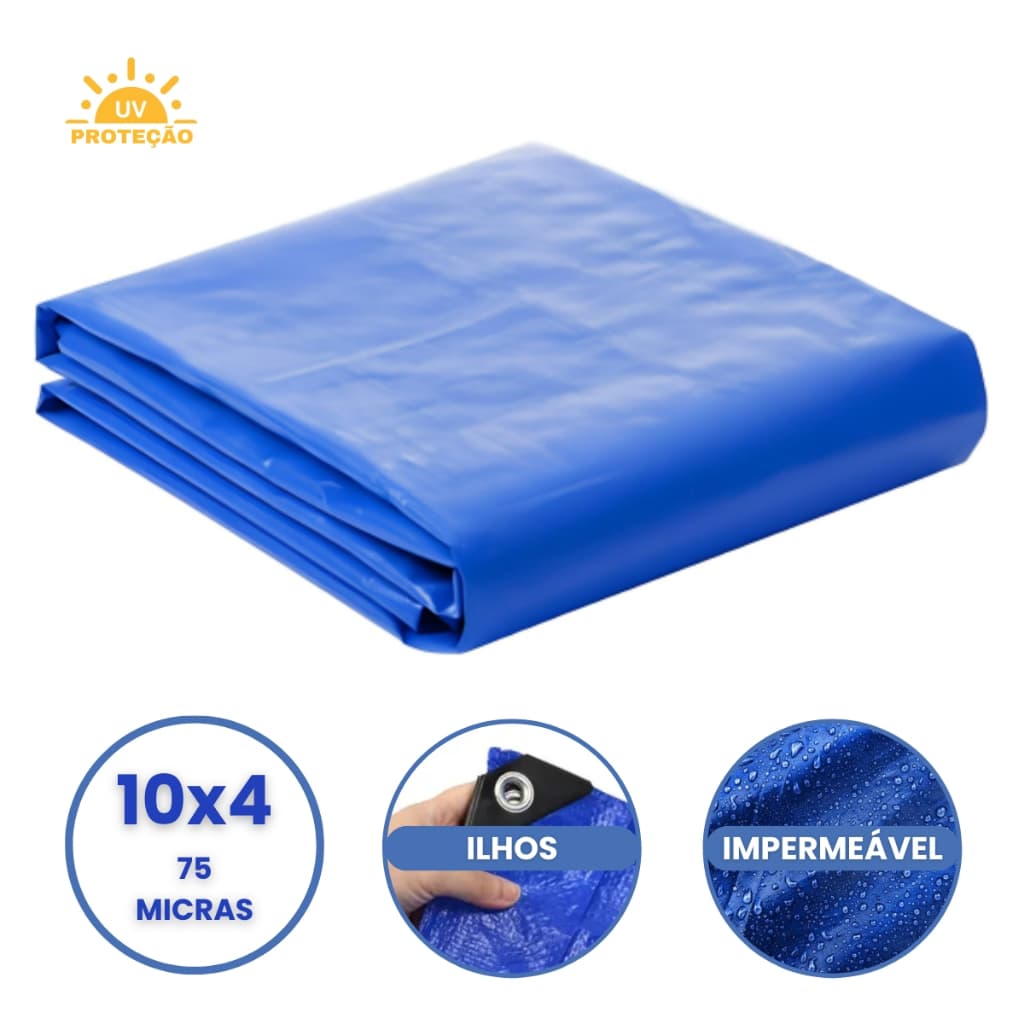 Lona Plastica Cobertura Impermeavel Azul 10x4 Starfer