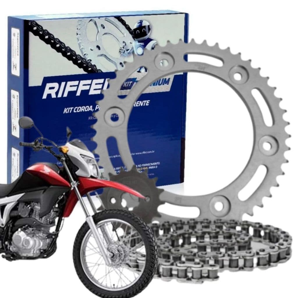 Kit Relação Tração Transmissão Honda Nxr 160 Bros Xre 190 2015 a 2025 Original Riffel