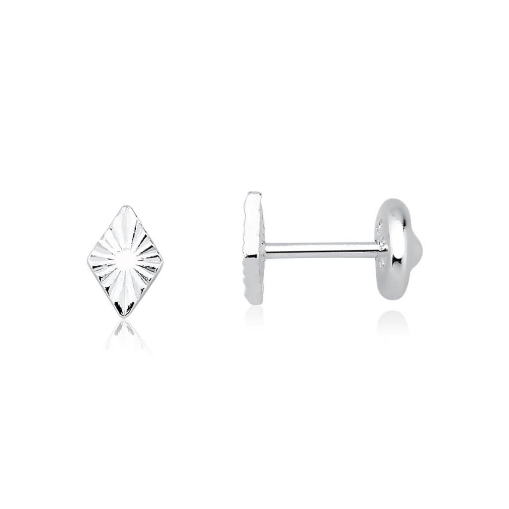 Brinco Infantil de Prata 925 Losango diamantado