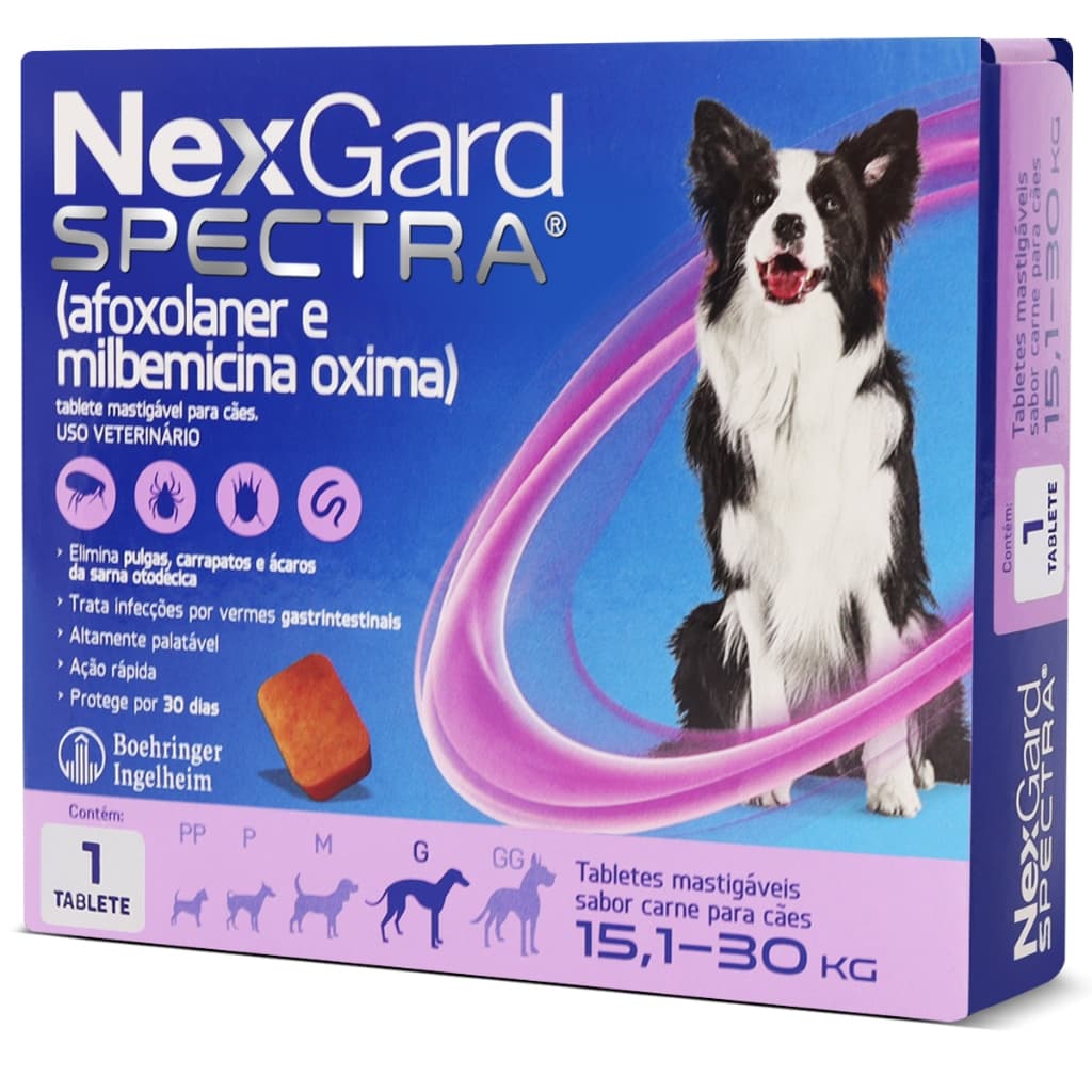 Nexgard Spectra 15,1kg a 30kg Antipulgas e Carrapatos Para Cães