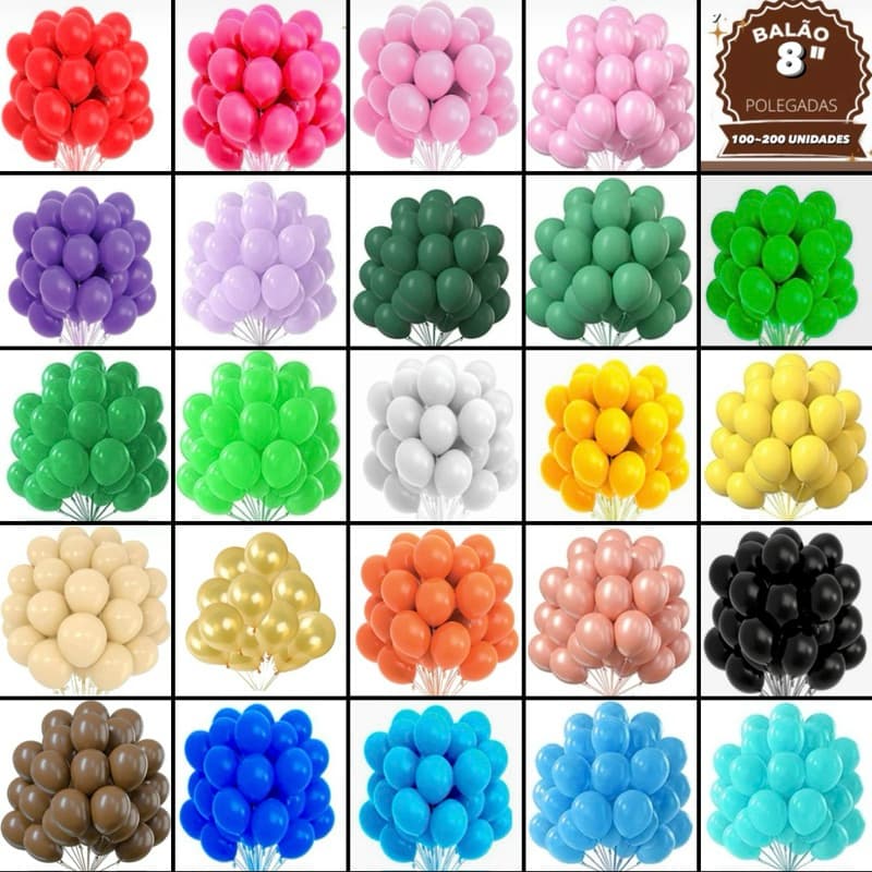 50~200 BALÃO Nº8 bexiga  para festa aniversário casamento noivados - 29 cores// (CHOCO)