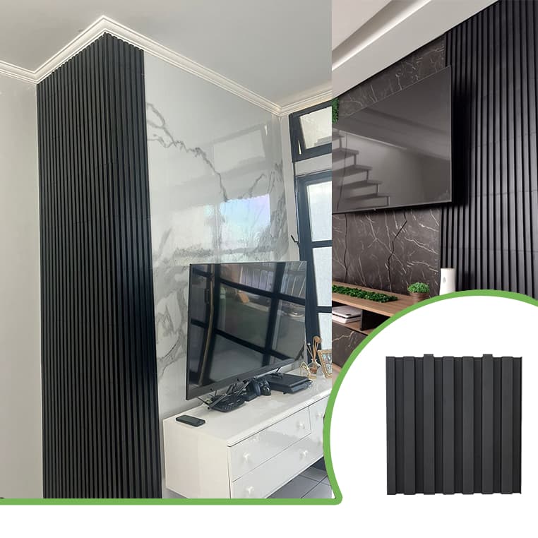 Kit 4m² Painel Ripado Preto 30x30 - 44 peças | Anti-impacto | Autocolante | Direct Borrachas