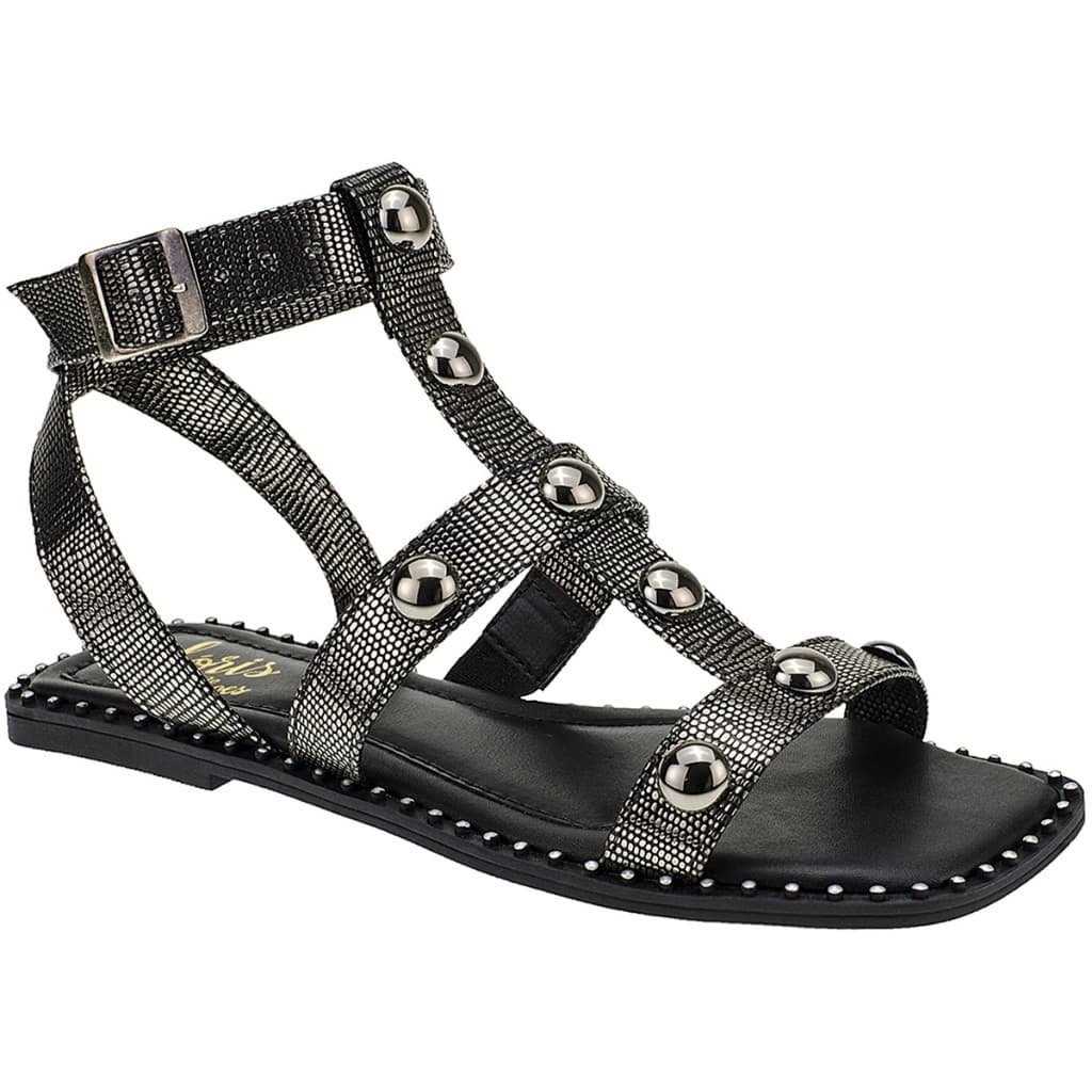 Sandalia Gladiadora Flat com Rebites Spike Rasteirinha Tacha Fivelinha 260-01
