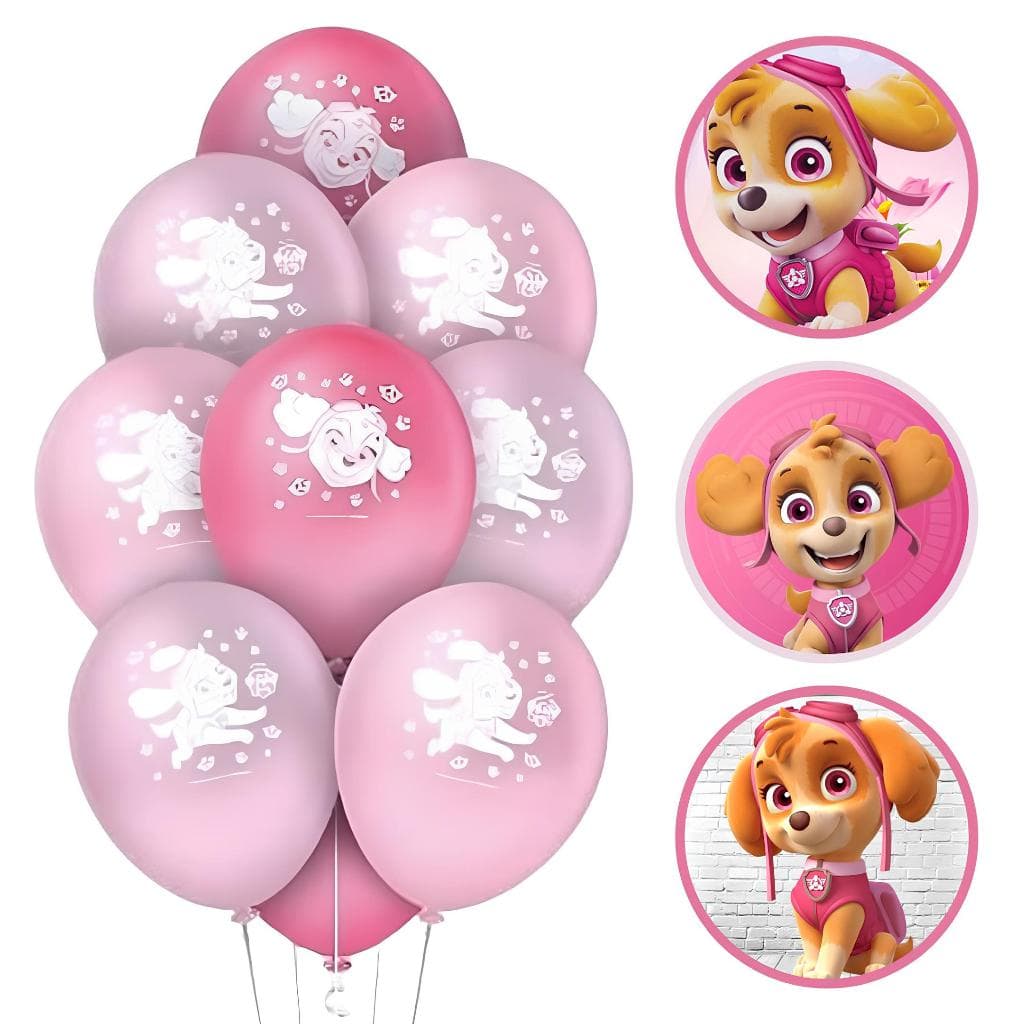 25~125 BALAO SKYE LATEX REDONDO 9 pol. E PSKYATRULHA CANINA  ROSA  REGINA(CHOCO)