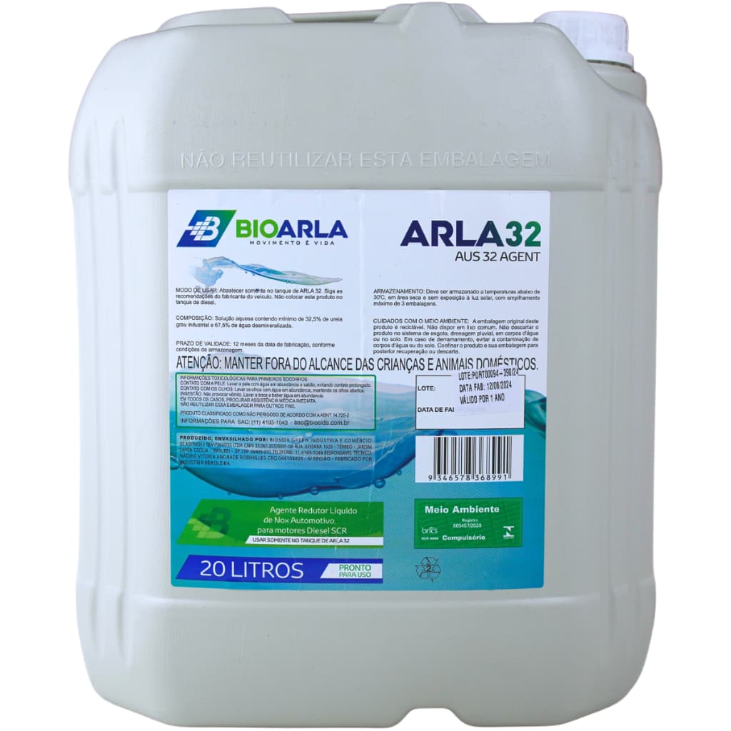 Arla 32 Balde 20 Litros Agente Redutor de Liquidos - Bio Arla | Piqueri Autopeças