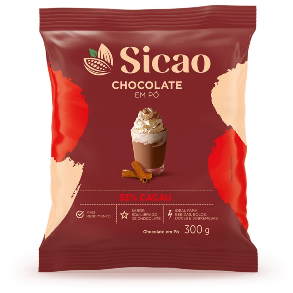 Sicao Chocolate em Pó 33% Cacau 300g Confeitaria Profissional