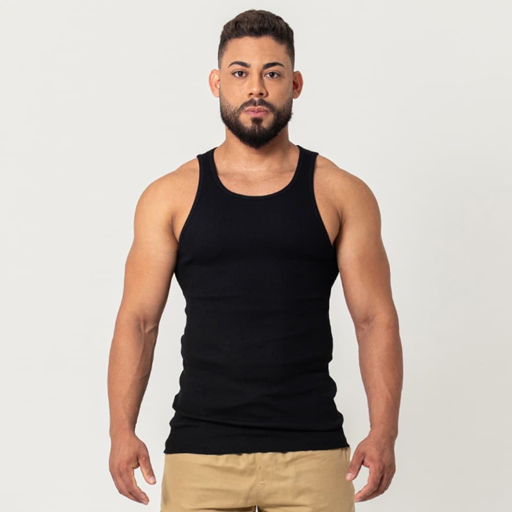 Regata Canelada Masculina Preta