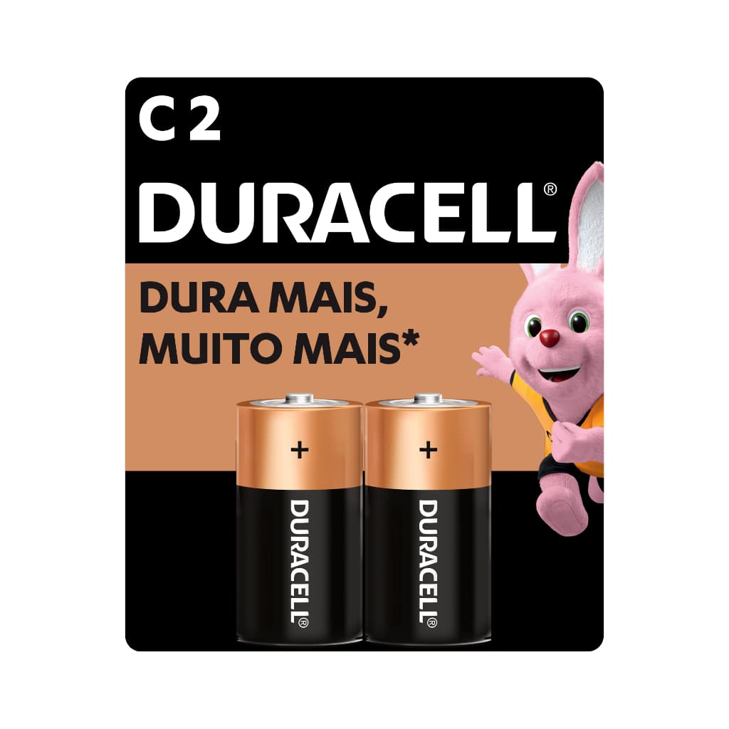 Pilha Alcalina C Média Duracell Com 2 unidades