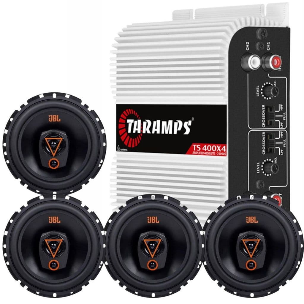 Kit 4 Alto Falantes Triaxiais JBL 6TRMS80 80 Watts Rms + Módulo Taramps TS400x4