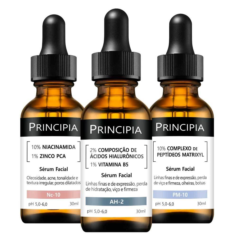 Kit 3 Séruns Principia Niacinamida + Hialurônico + Peptídeos