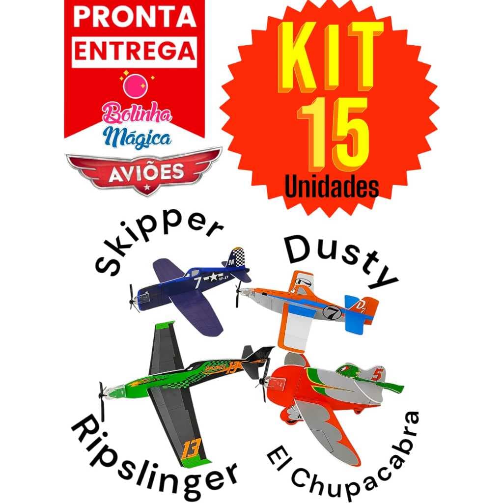 15 Avião Planador  Voa Kit Festa Aniversario dia da Criança Prenda Lembrancinha Brinquedo Infantil
