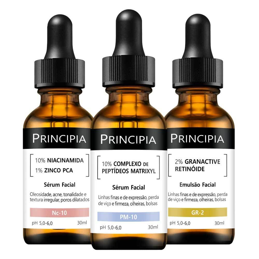 Principia Kit 3 Séruns Niacinamida + Peptídeos + Retinóide