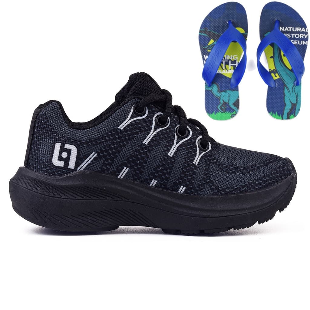 Kit Tenis Infantil Casual Meninos Meninas Escolar Basico + Chinelo