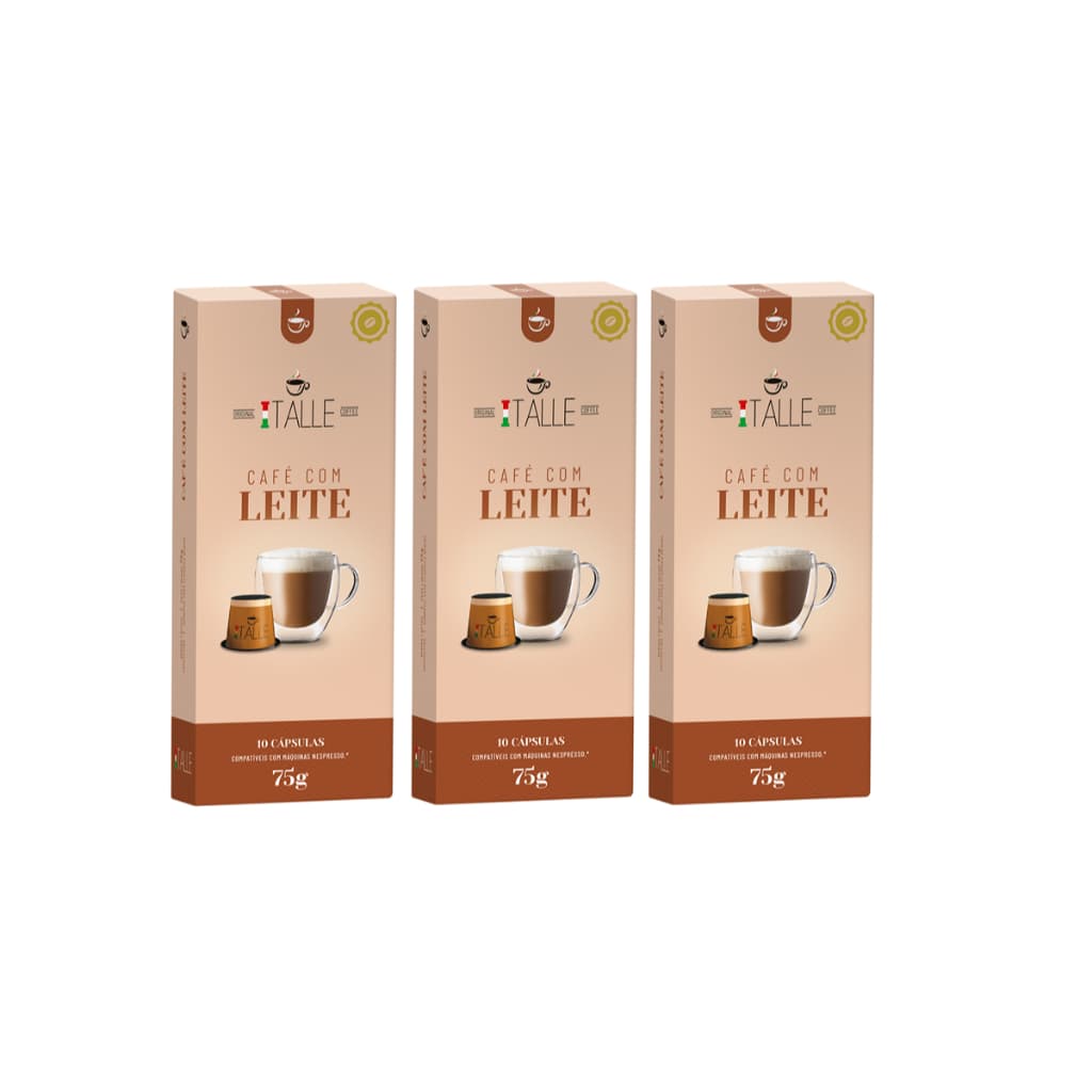 Café com leite Cápsulas Compatíveis Nespresso  Café Italle 3 Caixas