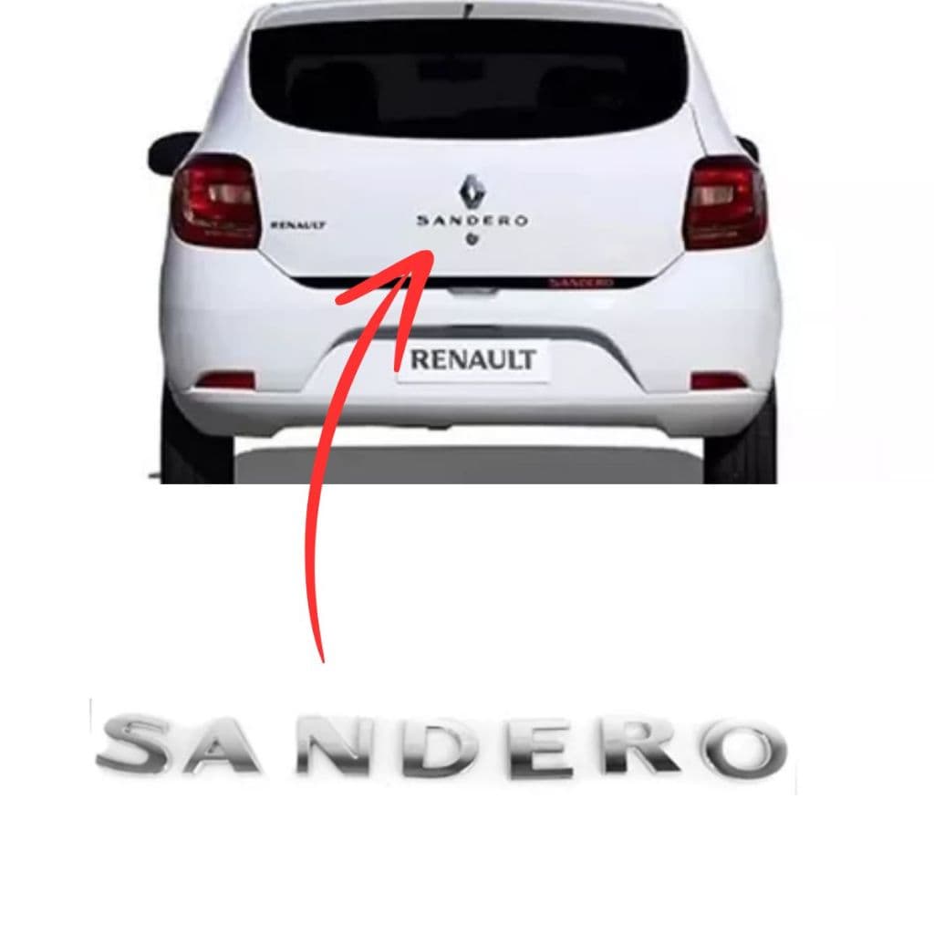 Emblema Letreiro SANDERO para Sandero 2013 a 2016 cor Cromado