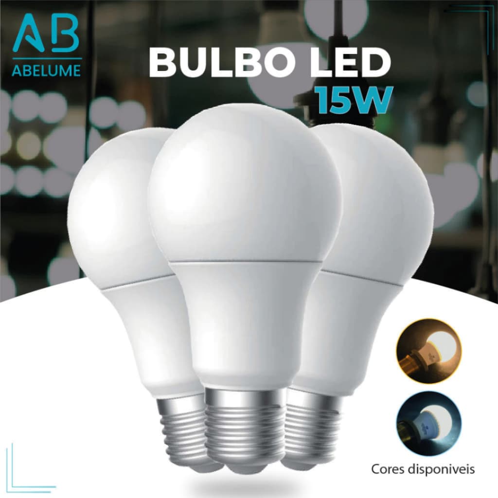 Lâmpada Led Bulbo 15w Branco Frio 6.500K (Luz Branca) | Branco Quente 3.200K (Luz Amarela) |  Bivolt E27