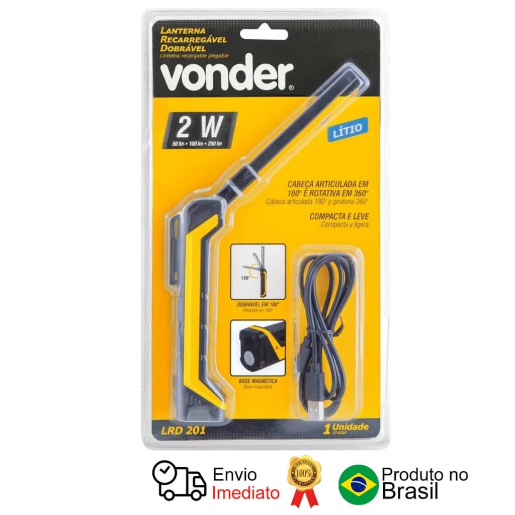 Lanterna Recarregável Dobrável Led Lrd 201 Vonder