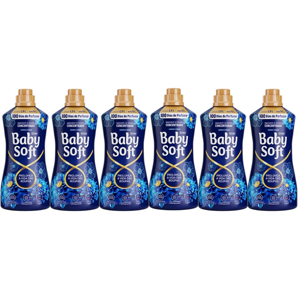 Kit 6 Amaciantes Concentrados Baby Soft Carinho e Cuidado 1,5L cada