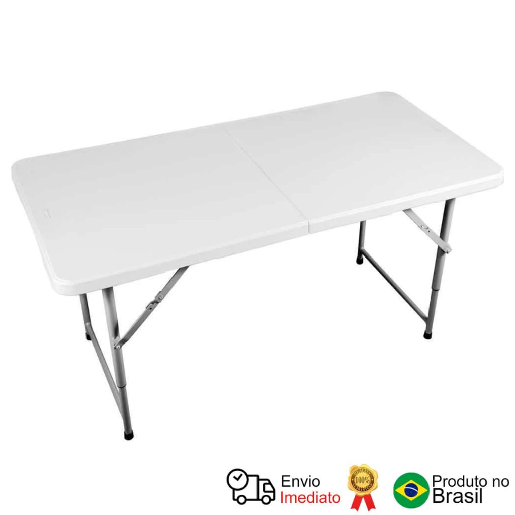Mesa Dobrável Retangular 120 Cm Branca Vonder