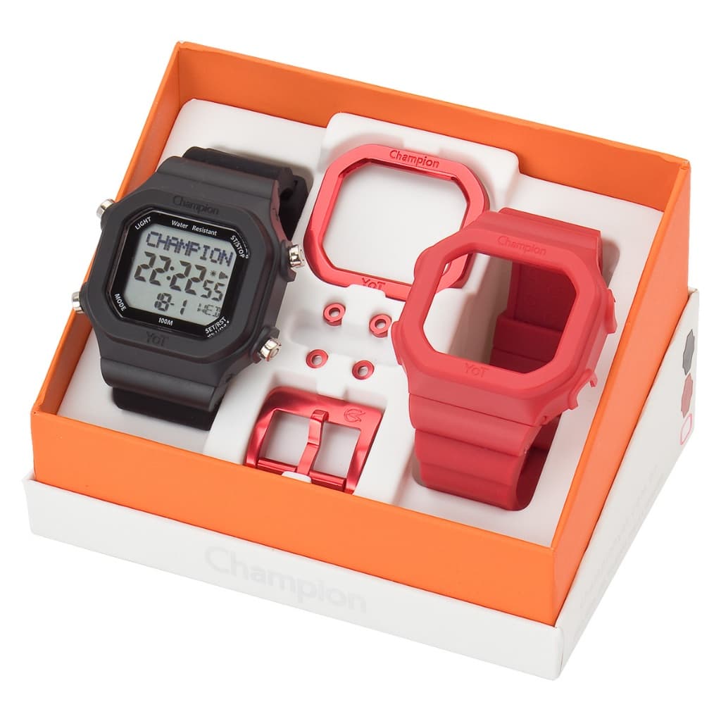 Relógio Digital Champion YOT Troca Pulseira Unissex Barato A prova d água Original CP40180X Presente Natal, Infantil