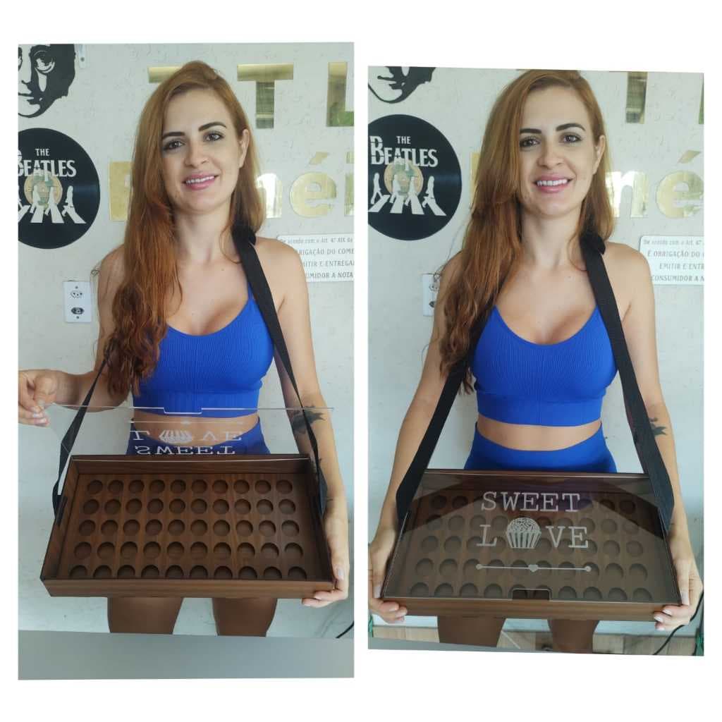 Expositor Personalizável para Doces ou Brigadeiros com pegador e alça regulável