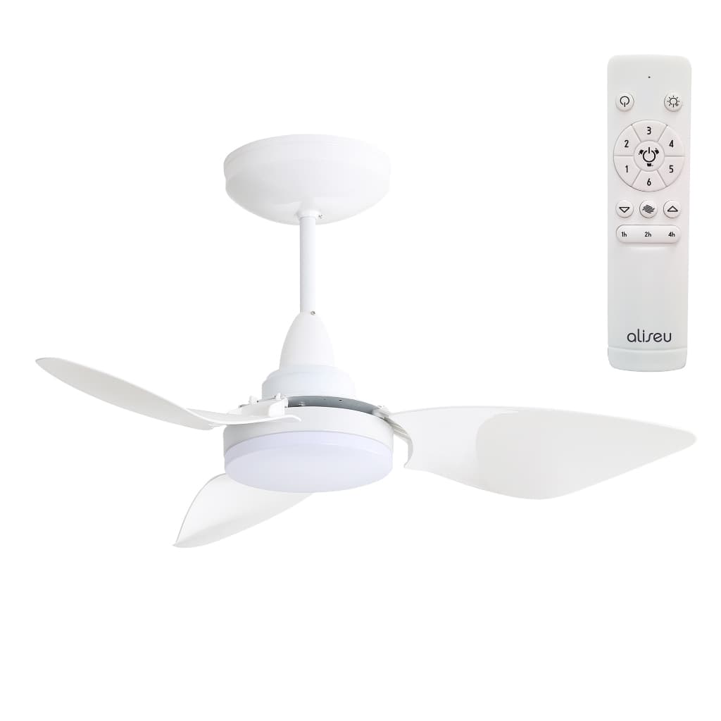 Ventilador De Teto Aliseu Smart Eco+ Branco Com Controle Remoto, Luminária LED Embutida, Motor Inverter e 6 velocidades