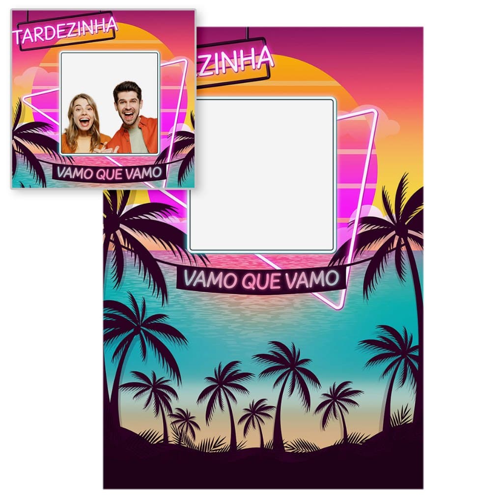 Painel Tardezinha Interativo Praia Verão Decoração Festa Sublimado 3D Em Tecido 1,50x2,20m - INT-15