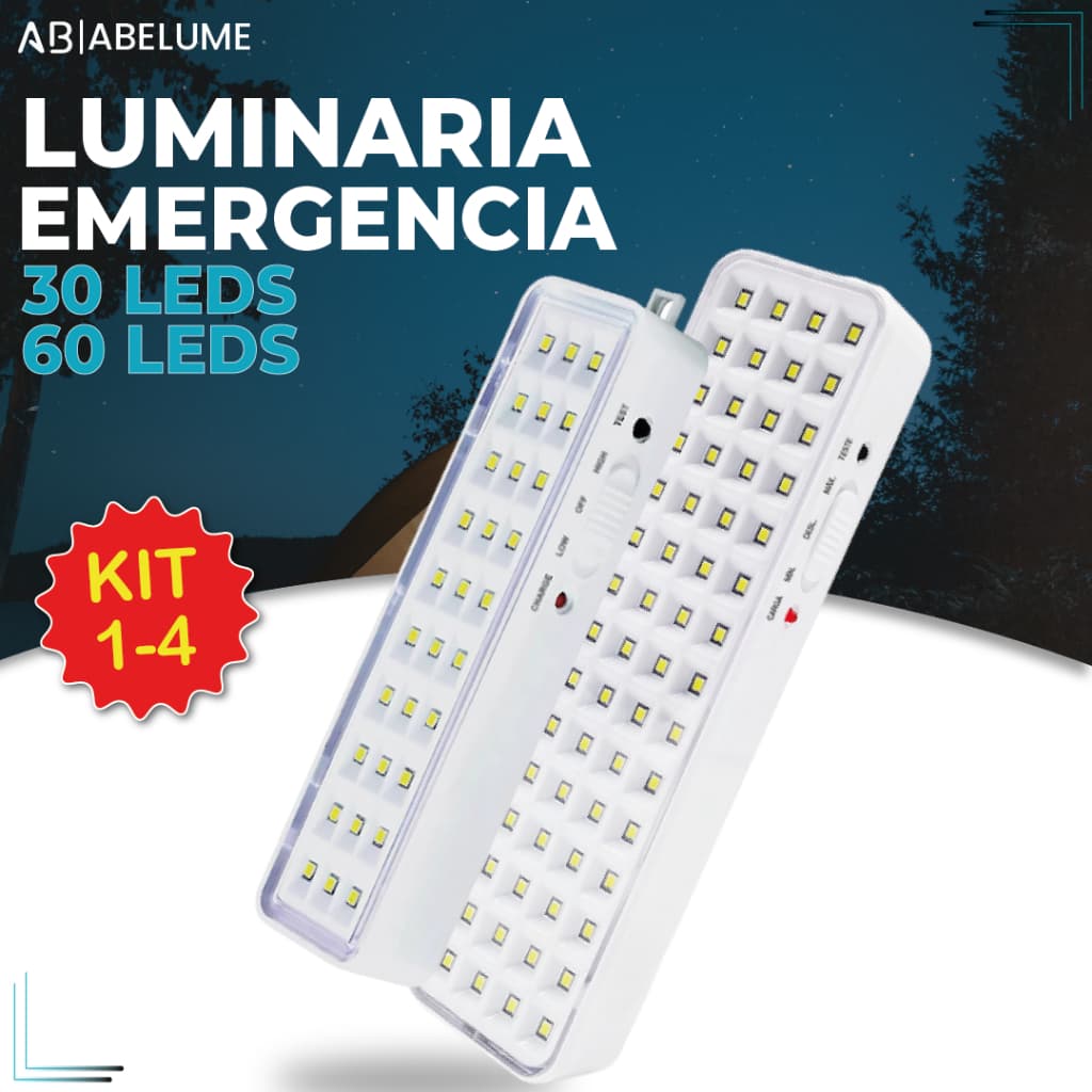 Luminária Emergência Lâmpada 30 ou 60 Leds Recarregável Bivolt Luz Branca Fria